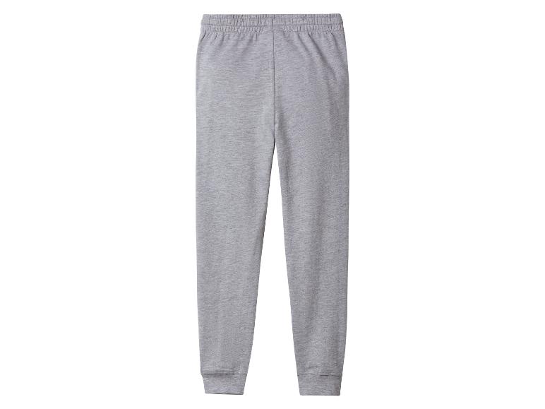 Pantalon de jogging gris avec ceinture élastique.