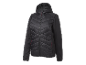Veste matelassée noire à capuche pour femme.