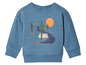 Un sweat-shirt bleu avec un imprimé d'un camping-car, de cactus et d'un soleil.