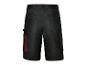 Shorts de travail noirs avec poches cargo et détails rouges.