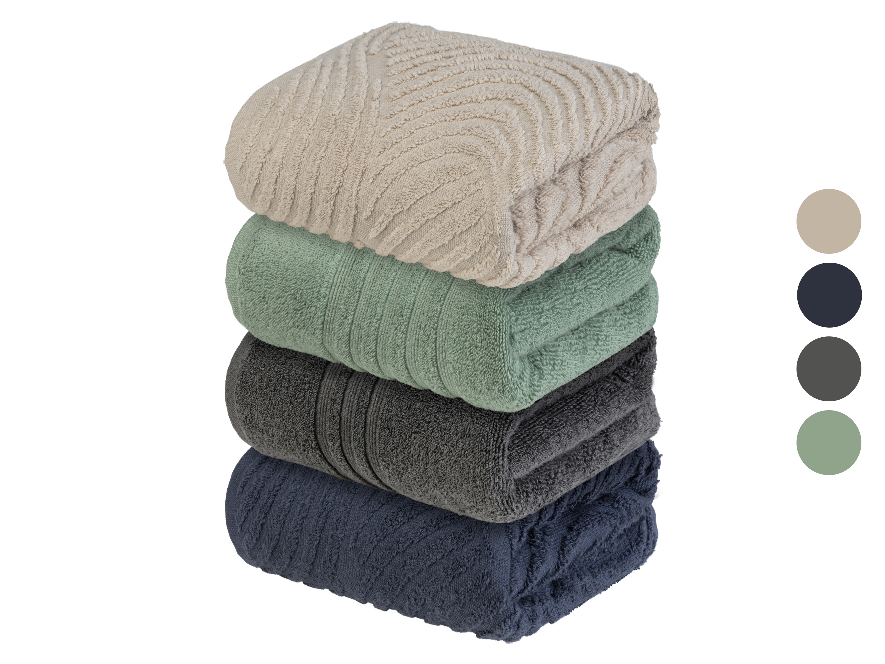 LIVARNO home Lot de 2 serviettes de toilette en éponge, 50 x 100 cm