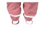 Pantalon de pluie rose pour enfants avec détails réfléchissants et boucles pour les pieds.