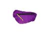 Sac banane violet avec une fermeture éclair noire et une tirette jaune fluo