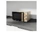 Micro-ondes SilverCrest beige avec détails en bois, design rétro.