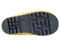 Semelle de botte jaune avec motif d'adhérence.