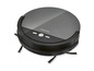 Un aspirateur robot Silvercrest noir avec des brosses.
