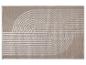 Tapis beige avec un motif géométrique de lignes courbes et droites.