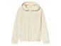 Un sweat-shirt blanc à capuche et fermeture éclair avec l'inscription 'Endless Optimism'.
