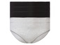 Trois paires de culottes pour femmes, dont deux noires et une grise.