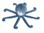 Une pieuvre en peluche bleue avec des yeux brillants.