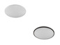 Deux plafonniers ronds, l'un avec une bordure noire.