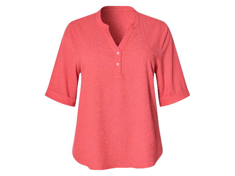 Chemise boutonnée corail à manches courtes.