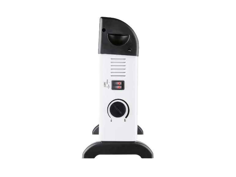 Radiateur électrique blanc et noir avec thermostat et interrupteurs de puissance