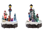 Figurines de village de Noël LED LIVARNO home avec lampadaires illuminés et scènes festives.