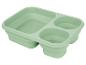 Boîte repas pliable à trois compartiments, couleur vert pâle.