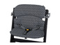 Une chaise haute noire avec un motif hexagonal de Safety 1st.