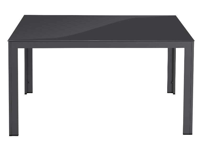 Table de salle à manger rectangulaire grise avec plateau en verre