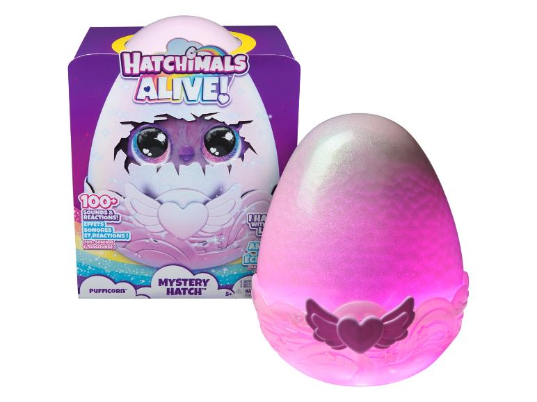 Jouet Hatchimals Alive! Pufficorn Mystery Hatch avec un œuf rose lumineux.