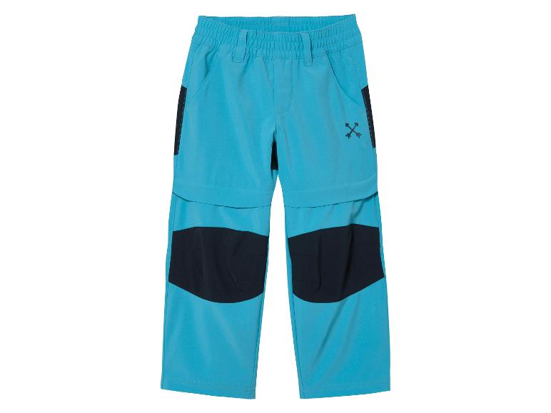 Pantalon de randonnée bleu avec des détails noirs.