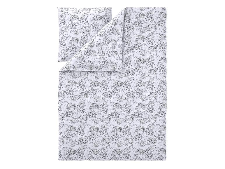 Parure de lit avec housse de couette et taie d'oreiller à motif floral gris sur blanc