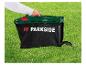 Sac de ramassage Parkside pour tondeuse, vert et noir, sur pelouse.
