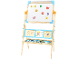Chevalet pour enfants avec tableau blanc, boulier, horloge et lettres magnétiques.