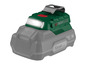 Une batterie Parkside X20V Team verte avec une lampe.