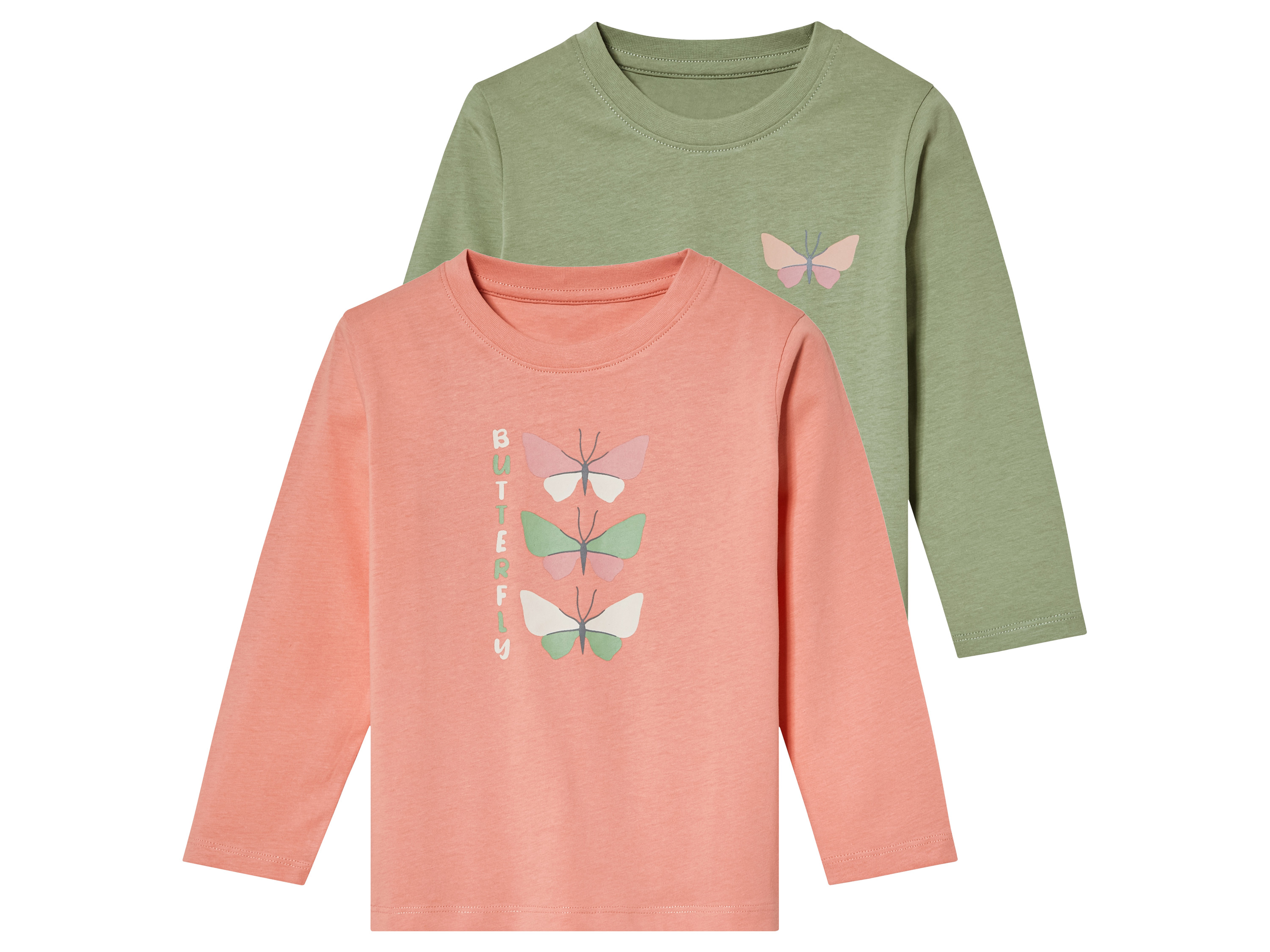 lupilu® T-shirts à manches longues petite fille (vert/rose, 86/92)