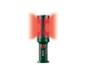 Lampe de travail portable verte et noire avec une lumière rouge vif.