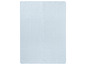 Une couverture bleue à pois blancs.