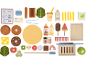 Set de fast-food en bois pour enfants avec burgers, frites et accessoires.