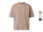 T-shirt oversize beige à col rond, disponible en trois couleurs.