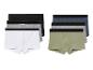 Un ensemble de cinq boxers de différentes couleurs.