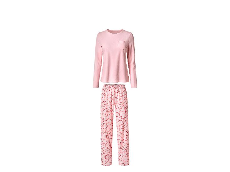 Pyjama rose femme à manches longues et pantalon à motifs cœurs