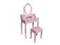 Coiffeuse rose avec miroir et tabouret
