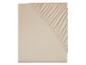 Drap-housse beige uni.