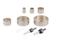 Un ensemble de six outils diamantés, dont deux forets longs avec une clé Allen.