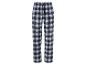 Pantalon de pyjama à carreaux bleu et blanc.