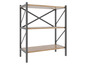 Une étagère en bois avec trois tablettes et un cadre métallique.