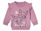 Pull rose pour bébé avec un motif Bambi.