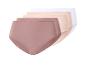 Lot de 4 culottes en coton taille haute aux tons neutres : rose, beige et blanc.