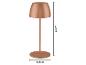 Lampe de table couleur cuivre, 20 cm de haut avec une base de 8 cm de diamètre.