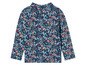 Un t-shirt à manches longues bleu foncé avec un motif floral.