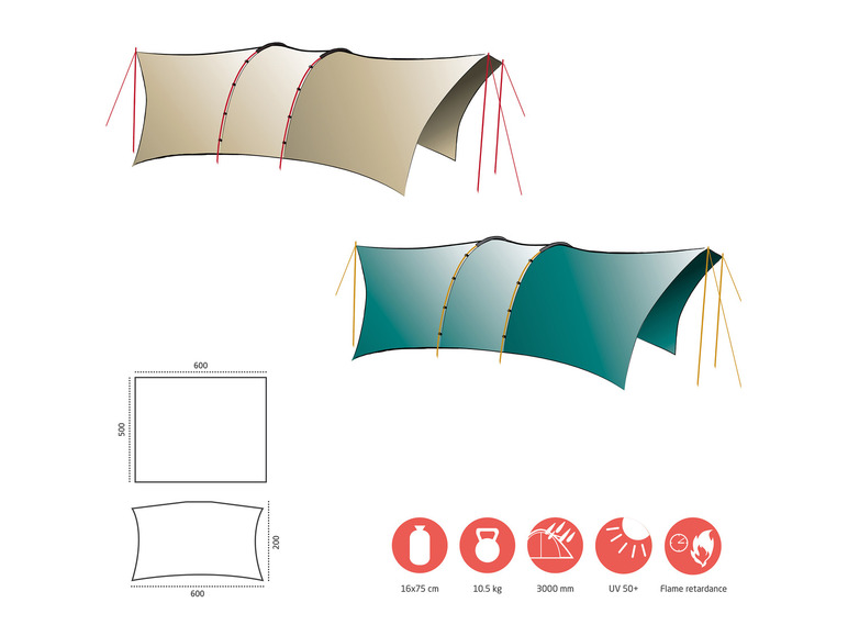 Aller en mode plein écran : Auvent « Tahuta Shelter 5 », 600 x 500 cm - Image 12