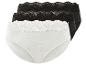 Trois paires de culottes blanches et noires en dentelle.