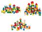 Blocs de construction en bois avec des thèmes de ville, d'alphabet et de nombres.