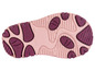 Semelles de chaussures rose et violettes fabriquées en Italie.
