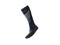 Chaussette de sport montante bleu foncé avec détails gris et bleu clair.