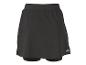Jupe-short de sport noire avec taille élastique et logo blanc sur l'ourlet.