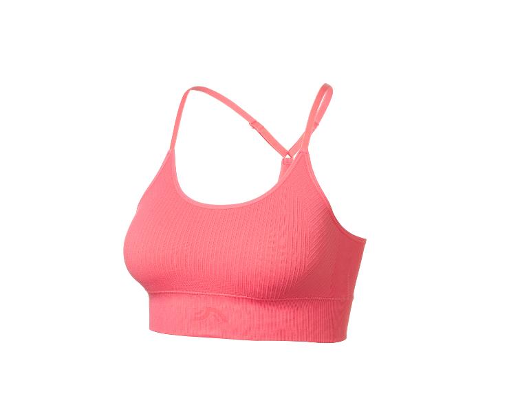Soutien-gorge de sport rose côtelé à fines bretelles.